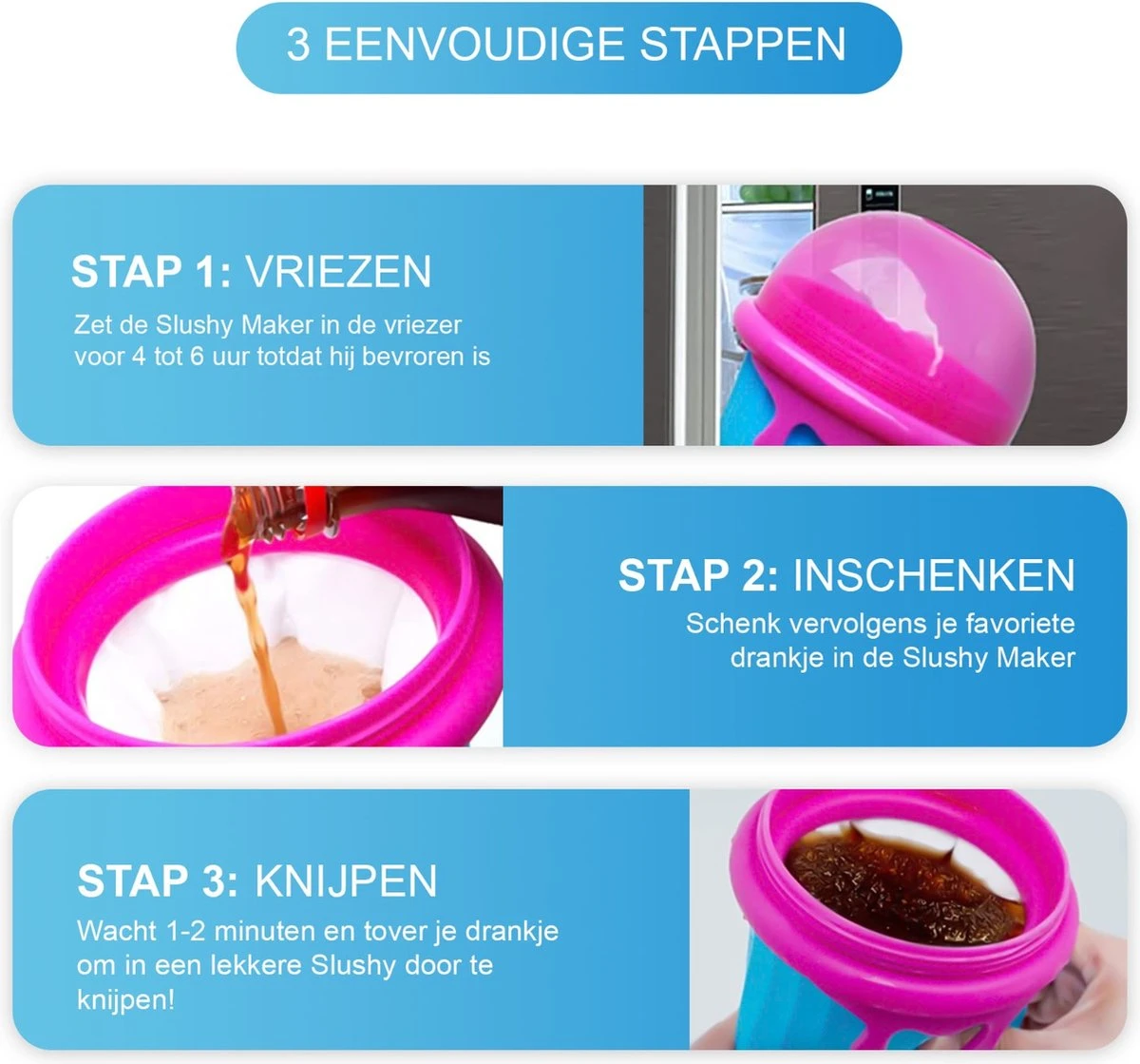 Belenthi Slushy Maker - Slush Puppy Maker - Slushy Cup - Ijsvormpjes - Incl. Eetlepel En Rietje- Slush Puppy Machine 3 Belenthi Slushy Maker - Slush Puppy Maker - Slushy Cup - Ijsvormpjes - Incl. Eetlepel En Rietje- Slush Puppy Machine - Afbeelding 3