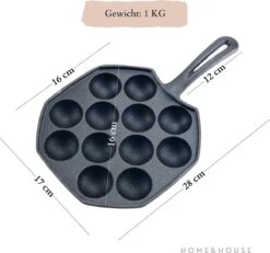 Home&House Poffertjespan Set - Zwart - Poffertjesmaker - Inductie - Gas - Poffertjes - Prik Vork - Kwast - Gietijzer - Poffertjesplaat - Poffertjespannen -Merkloos Winkel 1200x1122 3