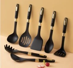 Levabe Zwart Gouden Keukengerei Set Met Houder 7 Delig - Hittebestendig - BPA Vrij - Koken - Nylon - Stainnless Steel - Keuken Gerei -Merkloos Winkel 1200x1122 5