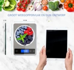 Hermanos® Digitale Precisie Keukenweegschaal - Weegschaal Keuken - 1 Gr Tot 15 Kg - Tarra Functie - Bluetooth Met Voedingsapp - Incl. Batterijen - RVS -Merkloos Winkel 1200x1123 11