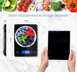 Hermanos® Digitale Precisie Keukenweegschaal - Weegschaal Keuken - 1 Gr Tot 15 Kg - Tarra Functie - Bluetooth Met Voedingsapp - Incl. Batterijen - Zwart -Merkloos Winkel 1200x1123 13