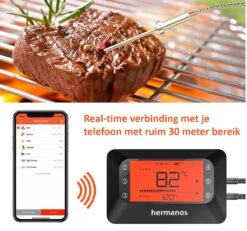 Hermanos® Digitale BBQ Thermometer Draadloos - Keukenthermometer - Bluetooth Met App - 4 Sondes - Magneet - Incl. Batterijen -Merkloos Winkel 1200x1123 15