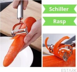 ESTARK® Dunschiller - Julienne & Groenteschiller - Groentesnijder - Uiensnijder - Spiraalsnijder - Juliennerasp - Juliennesnijder - Sliertensnijder - Multifunctionele Groenten Schiller Aardappel Schiller - Dunschiller RVS 22 ESTARK® Dunschiller - Julienne & Groenteschiller - Groentesnijder - Uiensnijder - Spiraalsnijder - Juliennerasp - Juliennesnijder - Sliertensnijder - Multifunctionele Groenten Schiller Aardappel Schiller - Dunschiller RVS -Merkloos Winkel 1200x1123 3
