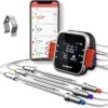 AidMax Vleesthermometer Met Optie Tot 6 Sondes – Bluetooth Met App – Digitale Kernthermomter – Thermometer Geschikt Voor BBQ, Oven & Grill – Incl. Batterijen - Geleverd Met 2 Sondes