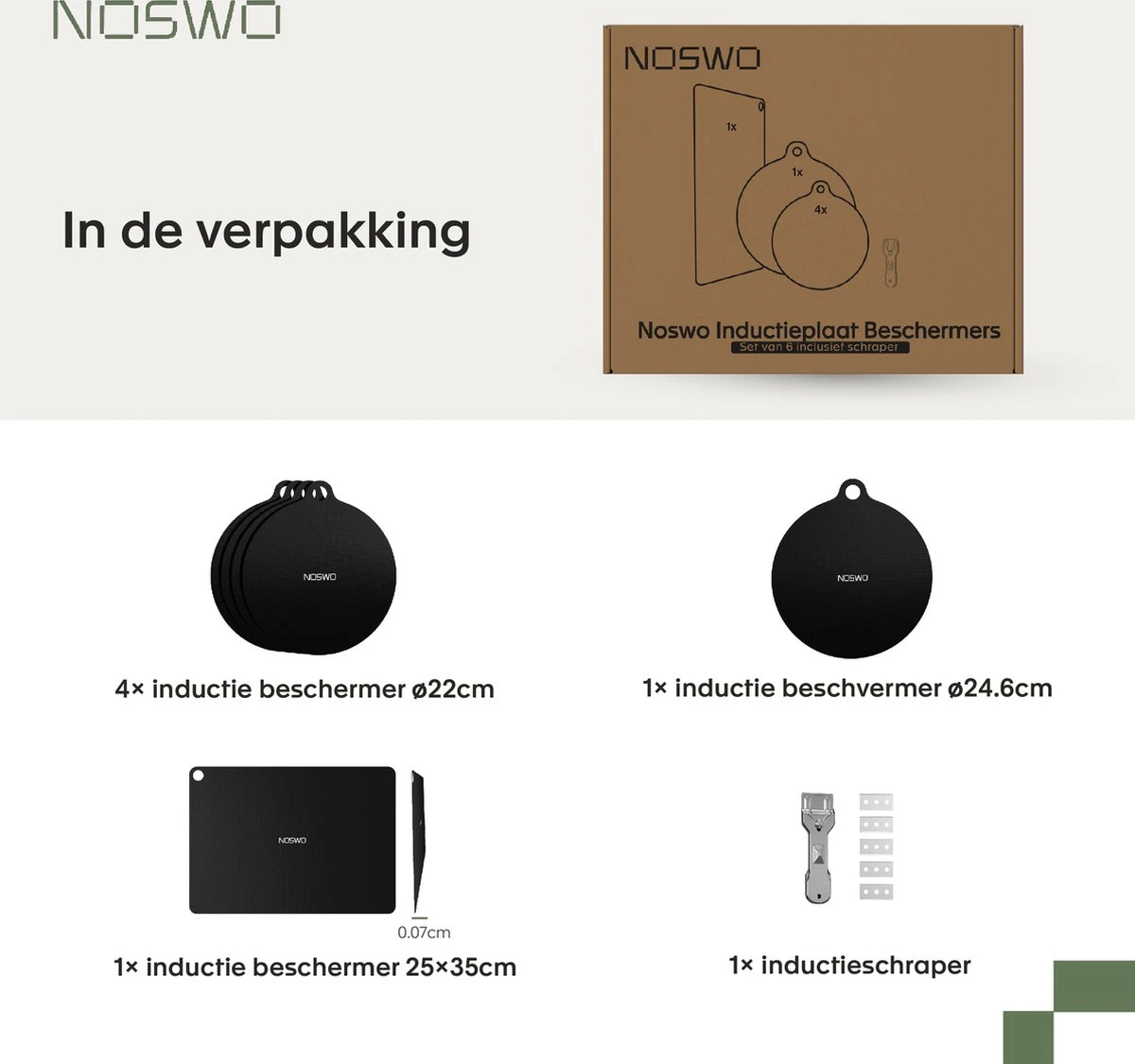 Noswo Inductie Beschermer - Set Van 6 Inclusief Schraper - Voor Elk Formaat - Hittebestendig Tot 250 ºC - Inductie Afdekplaat - Inductie Mat - Panbeschermers - Onderzetter - Rond 7 Noswo Inductie Beschermer - Set Van 6 Inclusief Schraper - Voor Elk Formaat - Hittebestendig Tot 250 ºC - Inductie Afdekplaat - Inductie Mat - Panbeschermers - Onderzetter - Rond - Afbeelding 7