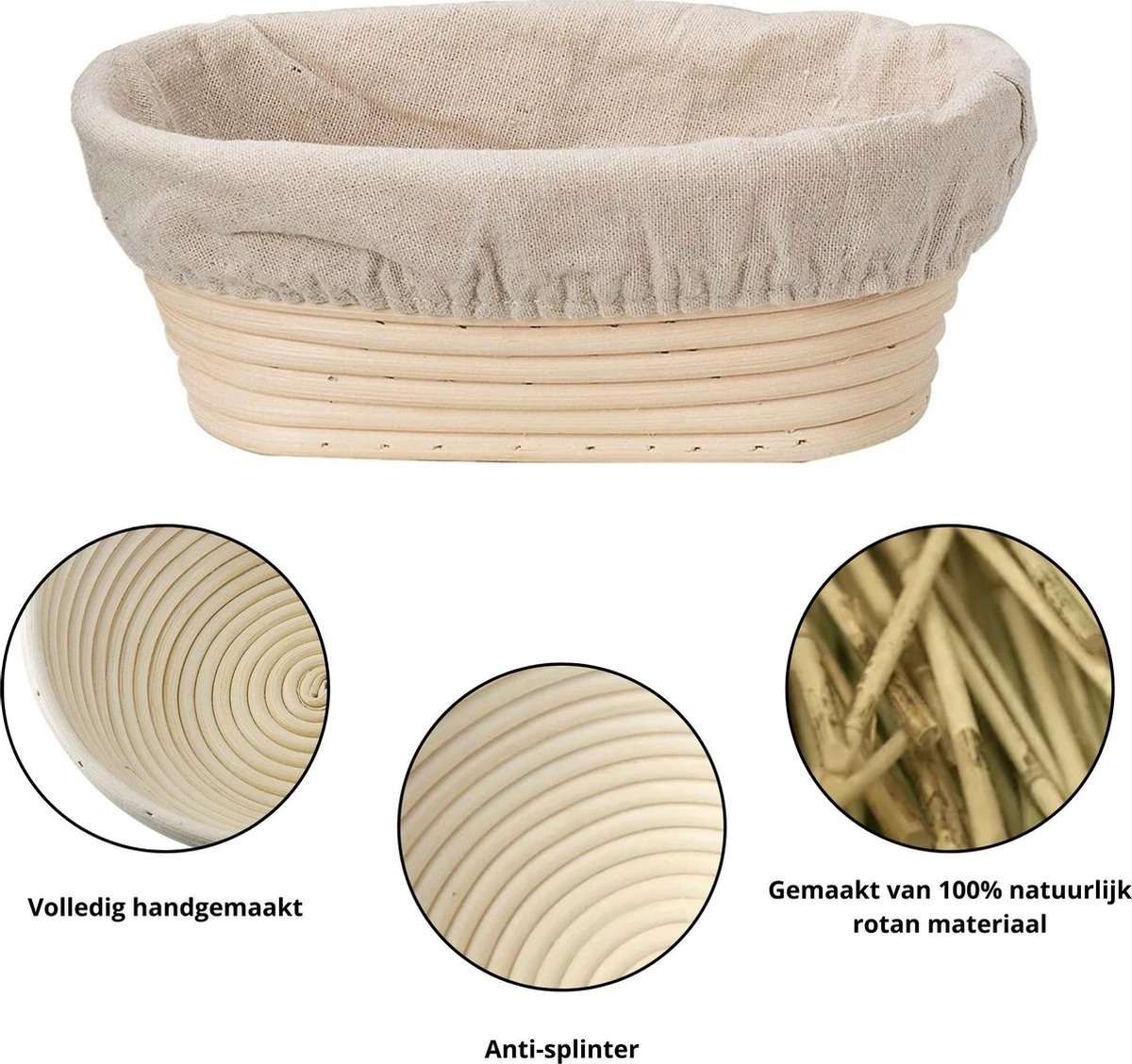 ML Kitchen Rijsmandje Ovaal - Inclusief Deegmesje En Deegkleed - Rijsmand Banneton - Zuurdesem - 25x14 Cm 4 ML Kitchen Rijsmandje Ovaal - Inclusief Deegmesje En Deegkleed - Rijsmand Banneton - Zuurdesem - 25x14 Cm - Afbeelding 4