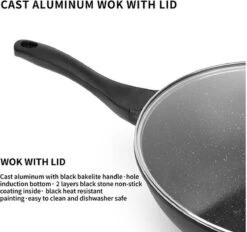 Royal Swiss WK30 - Wokpan - Ø 30 Cm - Marmeren Coating - Inductie - Met Glazen Deksel - PFAS-vrijs - Zwart -Merkloos Winkel 1200x1129