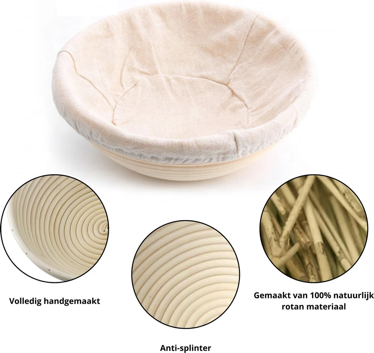 ML Kitchen Rijsmandje - Inclusief Deegmesje En Deegkleed - Rijsmand Banneton - Zuurdesem - Ø 23 Cm 3 ML Kitchen Rijsmandje - Inclusief Deegmesje En Deegkleed - Rijsmand Banneton - Zuurdesem - Ø 23 Cm - Afbeelding 3