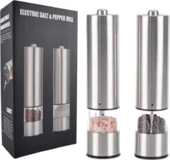 Elektrische Zoutmolen - Zout En Pepermolen Set - 2 Stuks - Elektrisch - Automatisch - Molenset - RVS - Duurzaam - Hervulbaar - BBQ Accessoires - Restaurant Kwaliteit