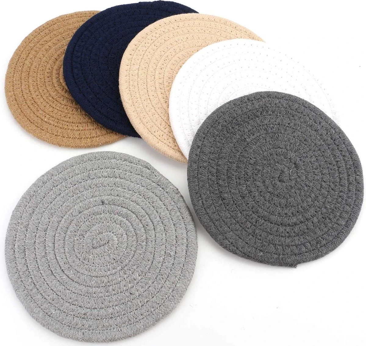 Pannen Onderzetters 6 Stuks - Katoen Geweven - Hittebestendig - Pannenonderzetter 5 Pannen Onderzetters 6 Stuks - Katoen Geweven - Hittebestendig - Pannenonderzetter - Afbeelding 5