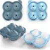 Blumtal Bollen IJsblokjesvorm - 2 X 4 IJsblokjes - Hoogwaardig Siliconen - 8 Stuks - 5 Cm - Grijs - Blauw / Lichtblauw