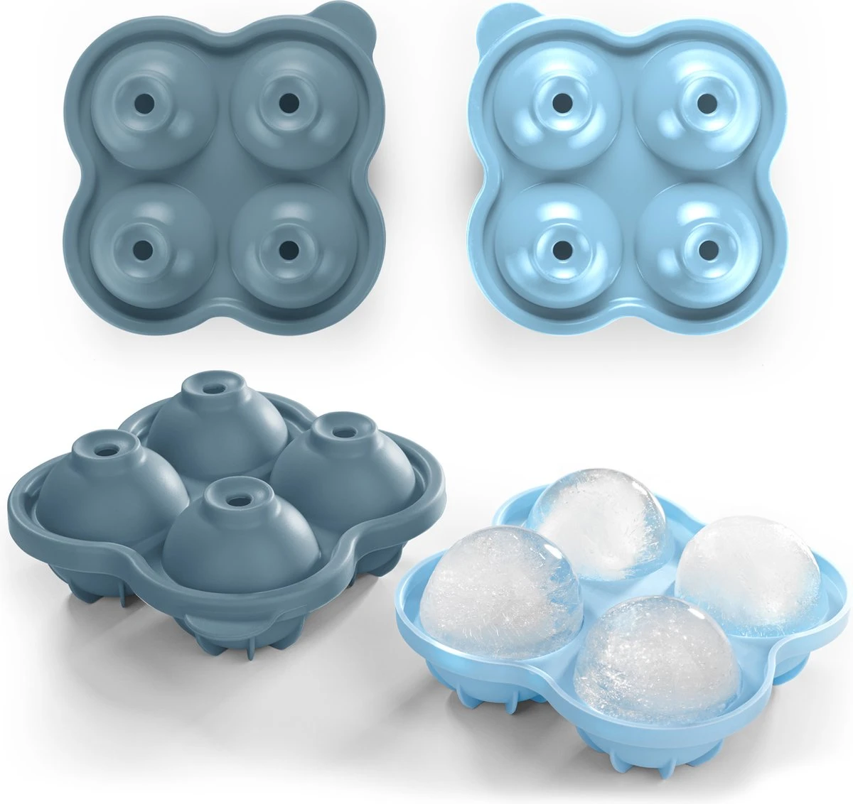 Blumtal Bollen IJsblokjesvorm - 2 X 4 IJsblokjes - Hoogwaardig Siliconen - 8 Stuks - 5 Cm - Grijs - Blauw / Lichtblauw 1 Blumtal Bollen IJsblokjesvorm - 2 X 4 IJsblokjes - Hoogwaardig Siliconen - 8 Stuks - 5 Cm - Grijs - Blauw / Lichtblauw