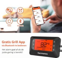 Hermanos® Digitale BBQ Thermometer Draadloos - Vleesthermometer - Oventhermometer - Bluetooth Met App - 2 Meetsondes - Magneet - Incl. Batterijen 12 Hermanos® Digitale BBQ Thermometer Draadloos - Vleesthermometer - Oventhermometer - Bluetooth Met App - 2 Meetsondes - Magneet - Incl. Batterijen -Merkloos Winkel 1200x1132 9