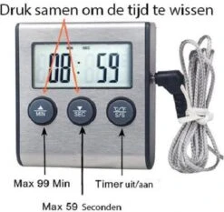 *** Digitale Keukenthermometer - Vleesthermometer- Braad Thermometer/timer - Met Timer Functie -20 °C Tot 250 °C- Incl. Timer, Warmte Alarm - Van Heble® *** -Merkloos Winkel 1200x1134 8