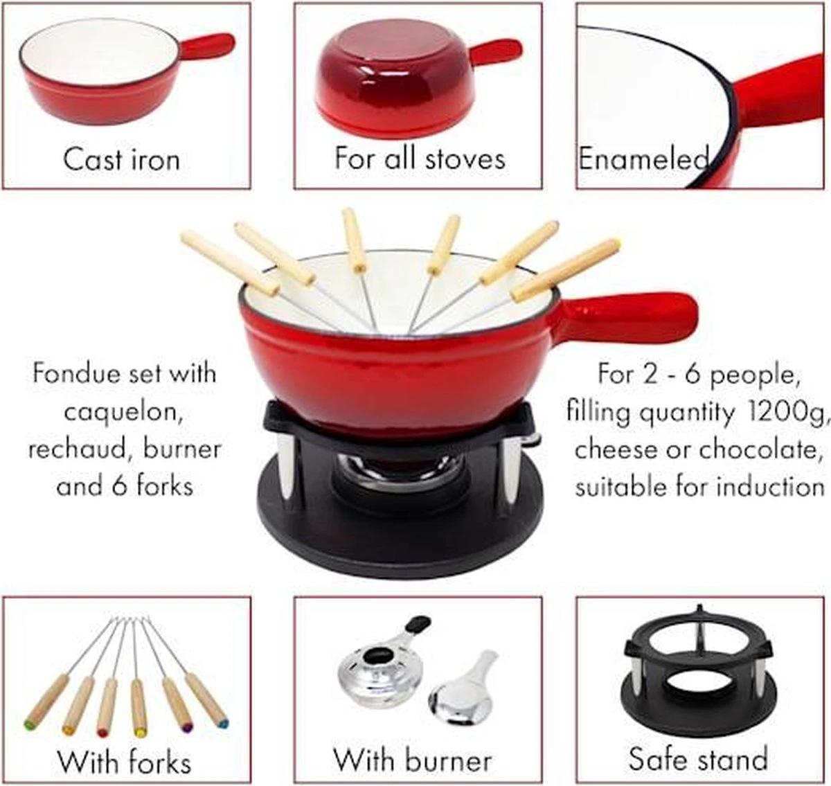 Big BBQ 6 Pers. Kaas Fondueset 4 Big BBQ 6 Pers. Kaas Fondueset - Afbeelding 4