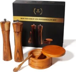 Sybra - Peper En Zoutmolen Set - Inclusief Serveerbakje - Pepermolen - Zoutmolen - Acacia Hout - Instelbare Maalgraad - Duurzaam -Merkloos Winkel 1200x1135 8