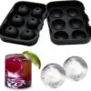 Merkloos 6 X Ice Ball Maker - Siliconen Dienblad Met Deksel - Makkelijk In Te Vullen, Te Gebruiken En Te Reinigen - 6 Ronde Ijsblokjes - Vaatwasmachinebestendig - Gebruik Voor Gin, Whisky & Cocktails - Zwart
