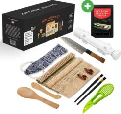 XXL Sushi Set - Sushi Maken- Sushi Maker - Milieuvriendelijk - Sushi Bazooka Kit - Inclusief Online Sushi Kookboek En Avocado Snijder - Wit