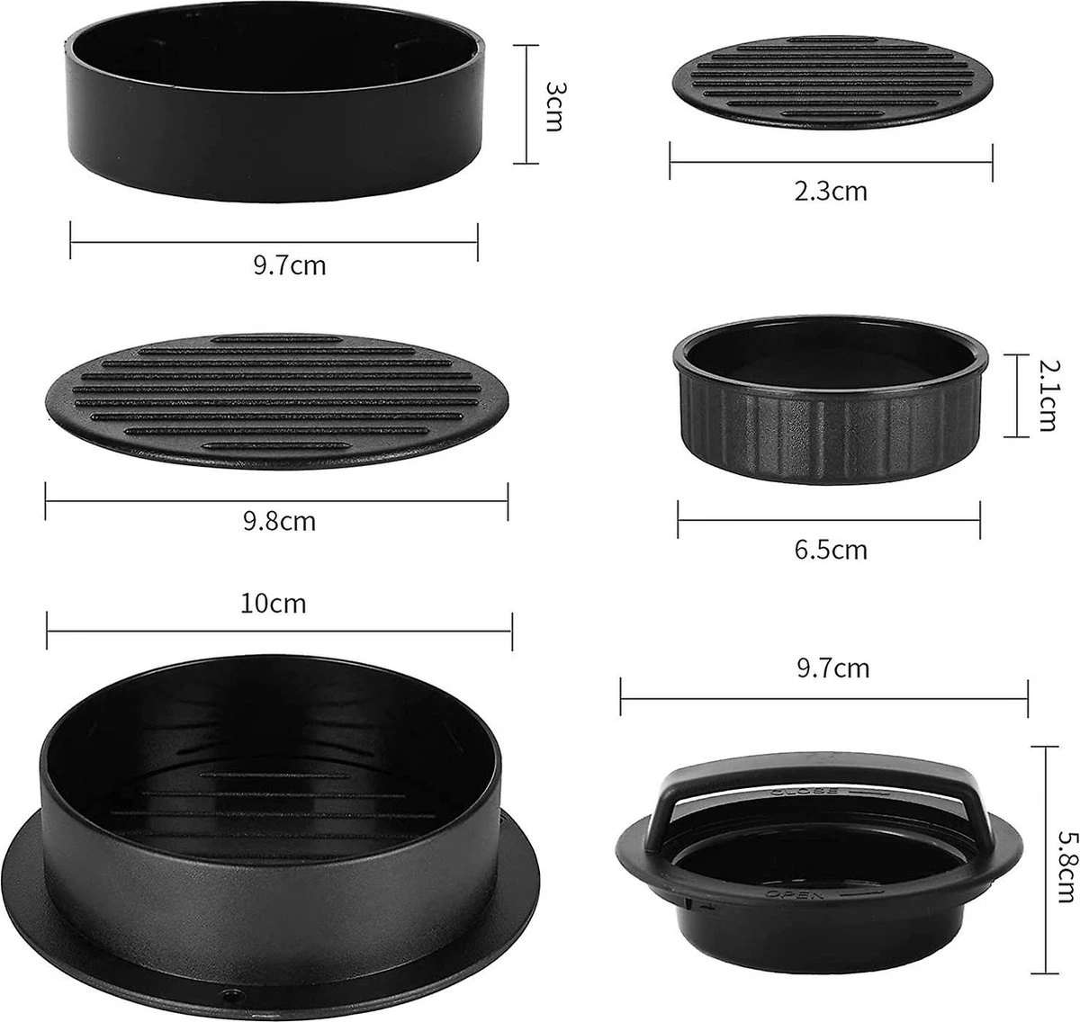 Hamburgerpers 3-in-1 Inclusief 100 Vellen Wax Papier - Hamburger Pers - Burger Press - Bbq Accesoires - Hamburgermaker 5 Hamburgerpers 3-in-1 Inclusief 100 Vellen Wax Papier - Hamburger Pers - Burger Press - Bbq Accesoires - Hamburgermaker - Afbeelding 5