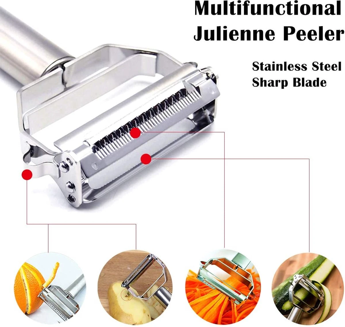 House Of Husk Dubbelzijdig Dunschiller - Julienne - Groenteschiller - Fruitsnijder 6 House Of Husk Dubbelzijdig Dunschiller - Julienne - Groenteschiller - Fruitsnijder - Afbeelding 6