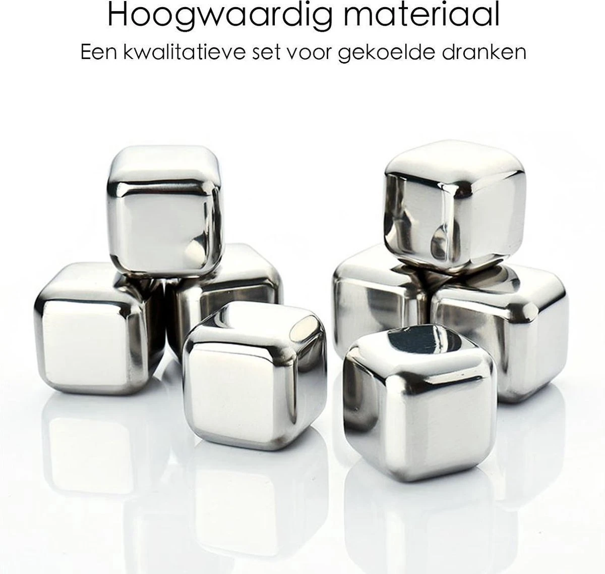 IGOODS Whiskey Stones Set (8 Stuks) Incl. Tang - Whisky Stenen - RVS - Herbruikbare Ijsblokjes - Icecubes Met Tang 8 Stuks 4 IGOODS Whiskey Stones Set (8 Stuks) Incl. Tang - Whisky Stenen - RVS - Herbruikbare Ijsblokjes - Icecubes Met Tang 8 Stuks - Afbeelding 4