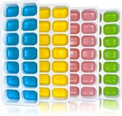 Siliconen IJsblokjesvorm Met Deksel (4 Stuks) - 56 Ijsblokjes - Herbruikbaar - Duurzaam - Vierkant - Blauw Groen Geel Roze -Merkloos Winkel 1200x1137 8