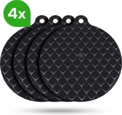 QuaLife Inductie Beschermer 4X – Panbeschermers - Onderzetters Pannen -Inductie Mat - Inductie Afdekplaat - Afdekplaat Voor Kookplaat – Inductie Matjes Rond - Zwart