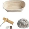 ML Kitchen Rijsmandje Ovaal - Inclusief Deegmesje En Deegkleed - Rijsmand Banneton - Zuurdesem - 25x14 Cm