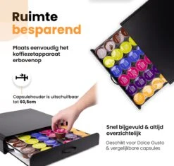 Capsulehouder Met Lade Dolce Gusto - Cups Houder Voor 36 Koffie Capsules - Capsulehouders - Incl. 4 Onderzetters - RVS - Zwart -Merkloos Winkel 1200x1142 28