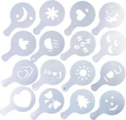 Merkloos Cappuccino Sjabloon - Herbruikbaar Barista Set - Cacao Sjablonen - 16 Stuks -Merkloos Winkel 1200x1146 14