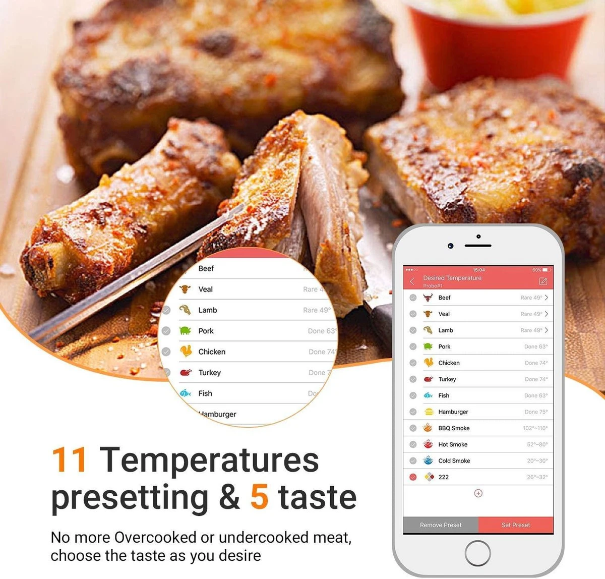 Inkbird IBT-4XS Bluetooth Thermometer - Keukenthermometer - Oplaadbare Accu 12 Inkbird IBT-4XS Bluetooth Thermometer - Keukenthermometer - Oplaadbare Accu - Afbeelding 12