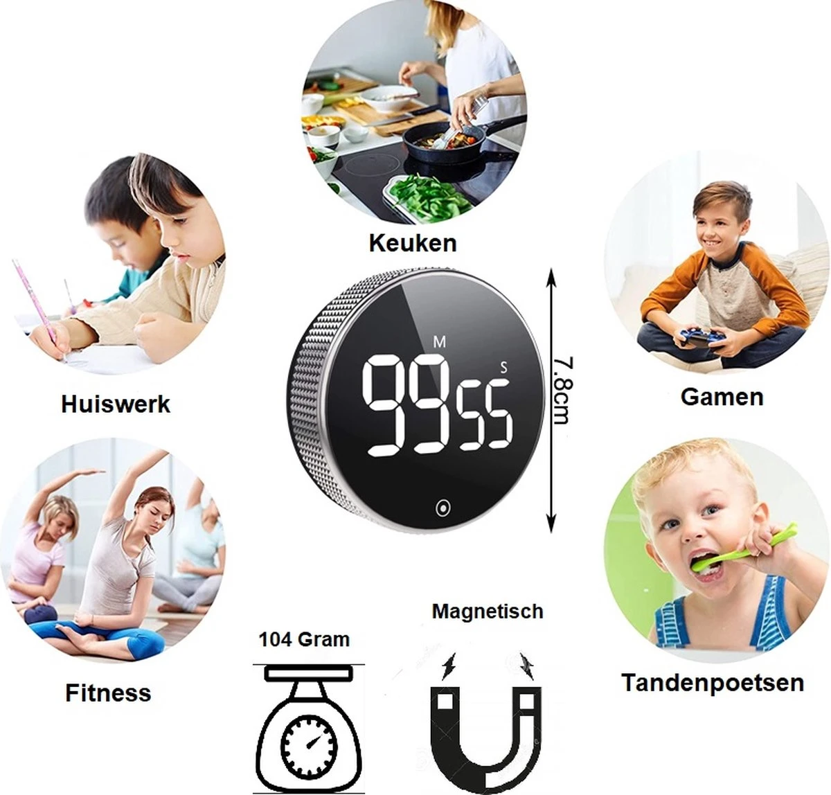 Merkloos Digitale Kookwekker Zwart Van METU-Online - Smart Timer - LED Display - Magnetisch Met Handige Draaiknop - Barbecue Kookwekker Magneet - BBQ Wekker 4 Merkloos Digitale Kookwekker Zwart Van METU-Online - Smart Timer - LED Display - Magnetisch Met Handige Draaiknop - Barbecue Kookwekker Magneet - BBQ Wekker - Afbeelding 4