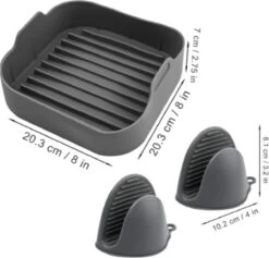 ElMaach Airfryer Siliconen Bakje Vierkant 20,5 Cm – Airfryer Accesoires – Heteluchtfriteuse Siliconen Bakvormen – Mandje Geschikt Voor Airfryer XXL – Bakpapier - Bakvorm - Incl. 2 Ovenwanten En GRATIS E-BOOK -Merkloos Winkel 1200x1150 13