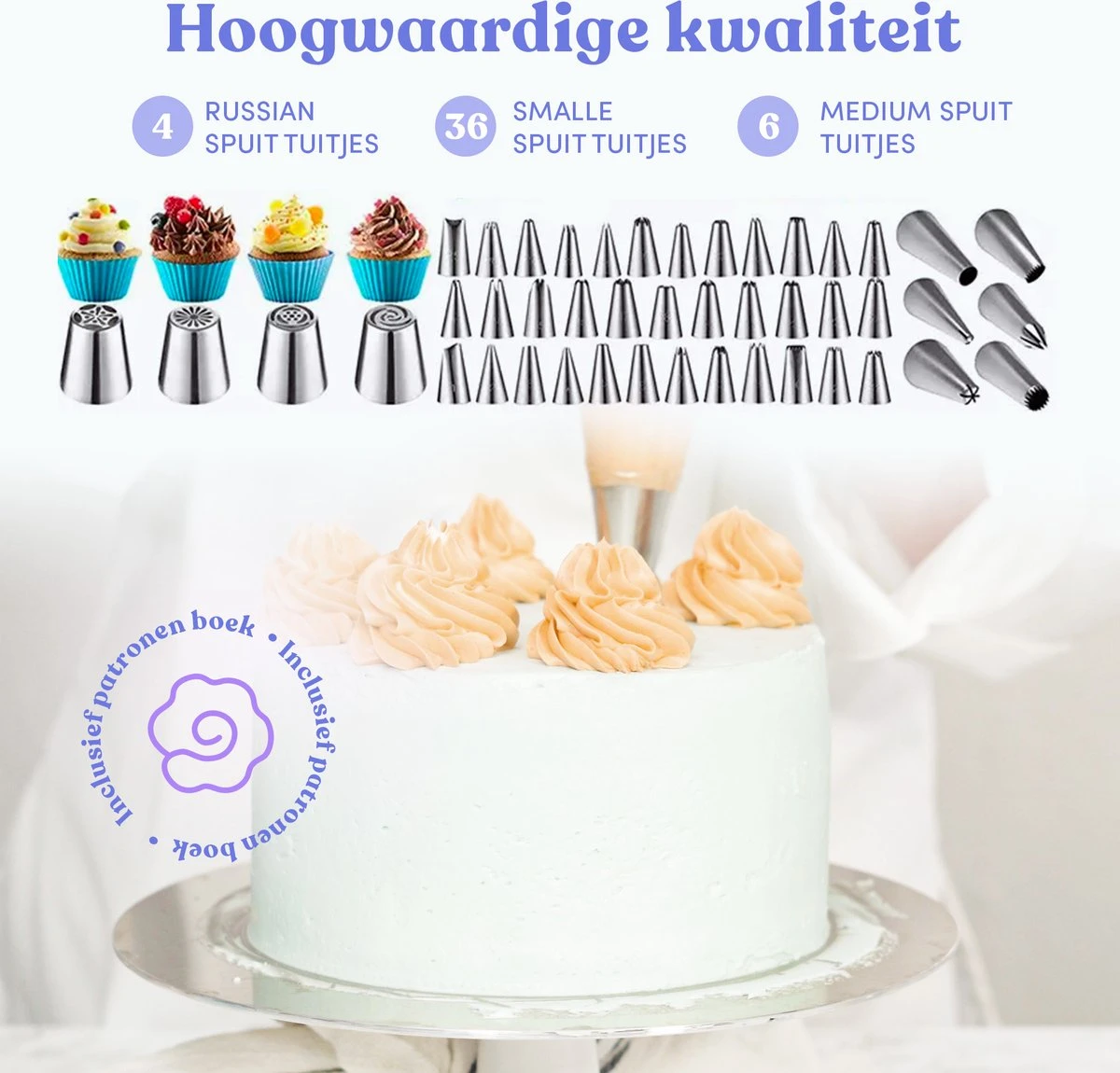 Merkloos Taart Decoratie Bakset - 407 Delig - Spuitzak Met Spuitmondjes - Taartplateau - Taartvorm - Taarttopper 7 Merkloos Taart Decoratie Bakset - 407 Delig - Spuitzak Met Spuitmondjes - Taartplateau - Taartvorm - Taarttopper - Afbeelding 7