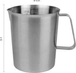 Krumble Maatbeker Met Schenktuit - Maatbekers - Meetbeker Voor Koken En Bakken - Maatkan - Kookgerei - Mengbeker - Blender Beker - RVS - 1 Liter - 12 X 15 X 13 Cm (Ixbxh) - Zilver -Merkloos Winkel 1200x1151 14