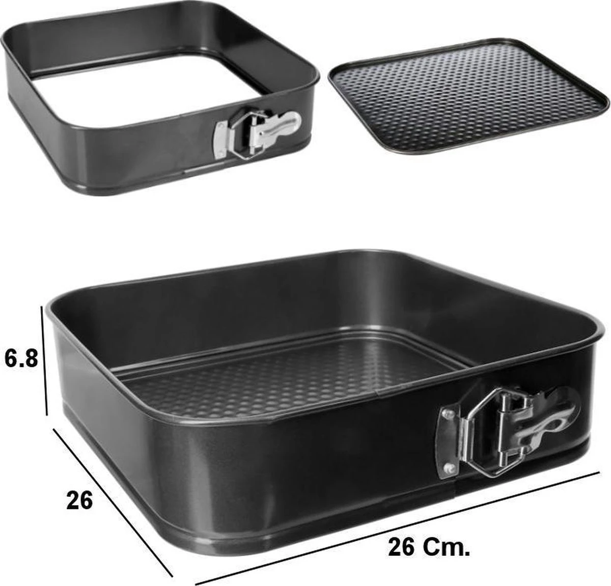 Merkloos Decopatent® Vierkante Springvorm Bakvorm - Ø26 Cm - Vierkant - Metaal - Bakvorm - Cakevorm - Taartvorm 8 Merkloos Decopatent® Vierkante Springvorm Bakvorm - Ø26 Cm - Vierkant - Metaal - Bakvorm - Cakevorm - Taartvorm - Afbeelding 8