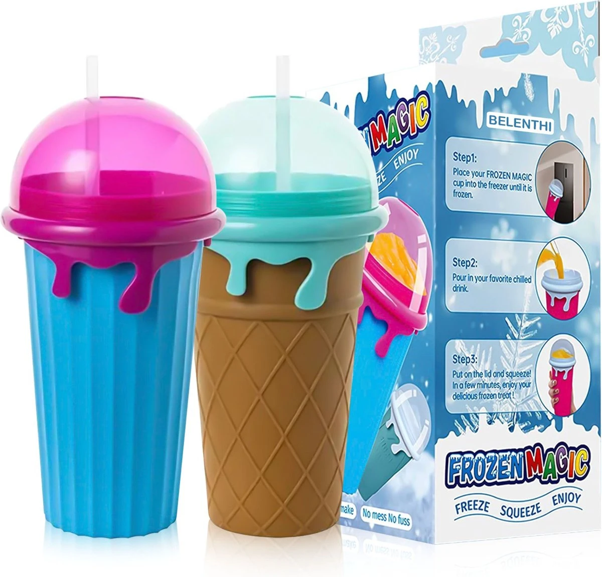 Belenthi Slushy Maker - Slush Puppy Maker - Slushy Cup - Ijsvormpjes - Incl. Eetlepel En Rietje- Slush Puppy Machine 7 Belenthi Slushy Maker - Slush Puppy Maker - Slushy Cup - Ijsvormpjes - Incl. Eetlepel En Rietje- Slush Puppy Machine - Afbeelding 7
