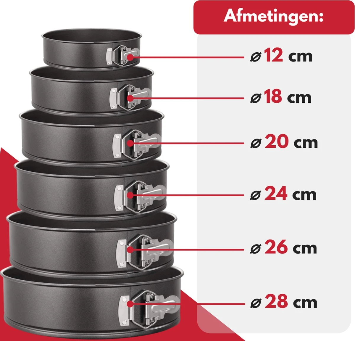Chefix 6-delige Bakvorm Set - Springvorm - Cakevorm - Bakvormen - Taartvorm 3 Chefix 6-delige Bakvorm Set - Springvorm - Cakevorm - Bakvormen - Taartvorm - Afbeelding 3