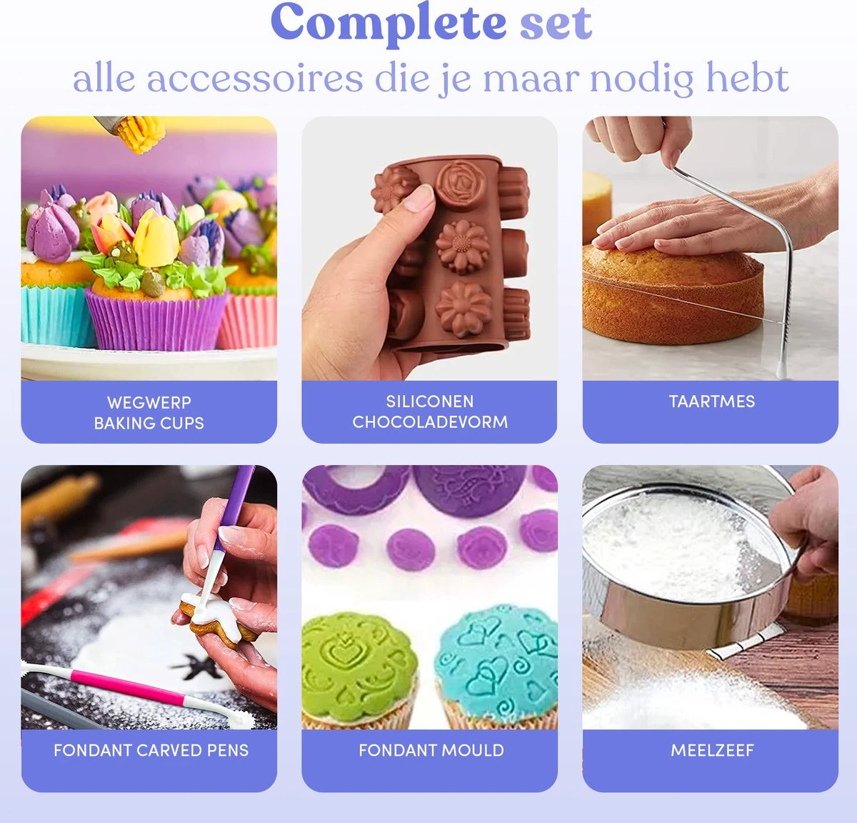 Merkloos Taart Decoratie Bakset - 407 Delig - Spuitzak Met Spuitmondjes - Taartplateau - Taartvorm - Taarttopper 5 Merkloos Taart Decoratie Bakset - 407 Delig - Spuitzak Met Spuitmondjes - Taartplateau - Taartvorm - Taarttopper - Afbeelding 5
