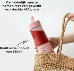 Merkloos Draagbare Mini Blender - Blender To Go - Blender Smoothie - USB Oplaadbaar - Draadloos - Compact - Mini Smoothie Maker - Oplaadbare Blender - Smoothies - Fruit - Mixer - Blender - Roze - 350ml -Merkloos Winkel 1200x1152 22