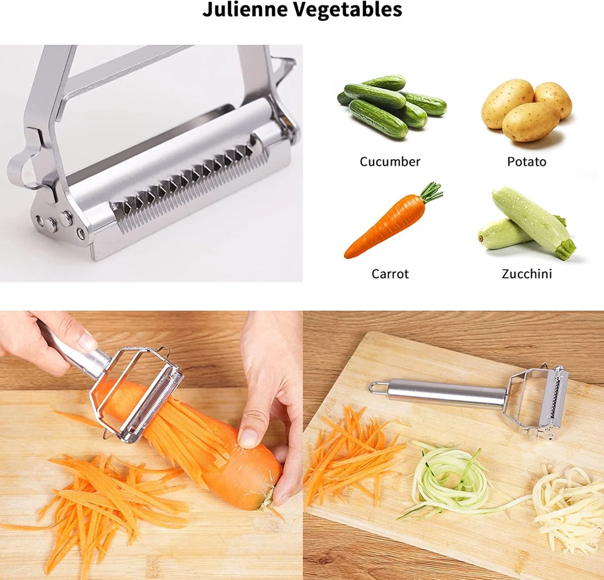 Merkloos Dunschiller - Julienne & Groenteschiller - Groentesnijder - Uiensnijder - Spiraalsnijder - Sliertensnijder - Multifunctionele 2 Merkloos Dunschiller - Julienne & Groenteschiller - Groentesnijder - Uiensnijder - Spiraalsnijder - Sliertensnijder - Multifunctionele - Afbeelding 2