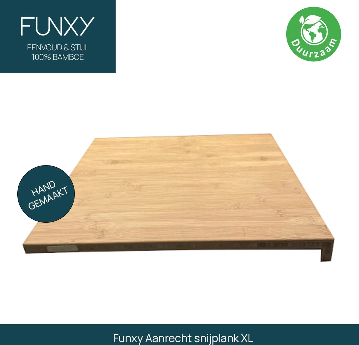 FUNXY-Aanrecht Snijplank XL - Handgemaakt - Bamboe - Snijplank - Keuken 1 FUNXY-Aanrecht Snijplank XL - Handgemaakt - Bamboe - Snijplank - Keuken