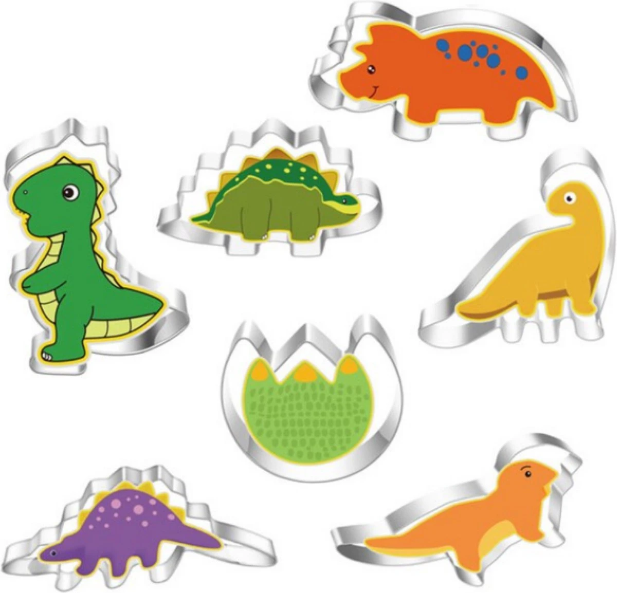 Dinosaurus Uitsteekvormen Set - 7 Dino Vormpjes - Cookie Cutters Voor Deeg/Koekjes Bakken 1 Dinosaurus Uitsteekvormen Set - 7 Dino Vormpjes - Cookie Cutters Voor Deeg/Koekjes Bakken