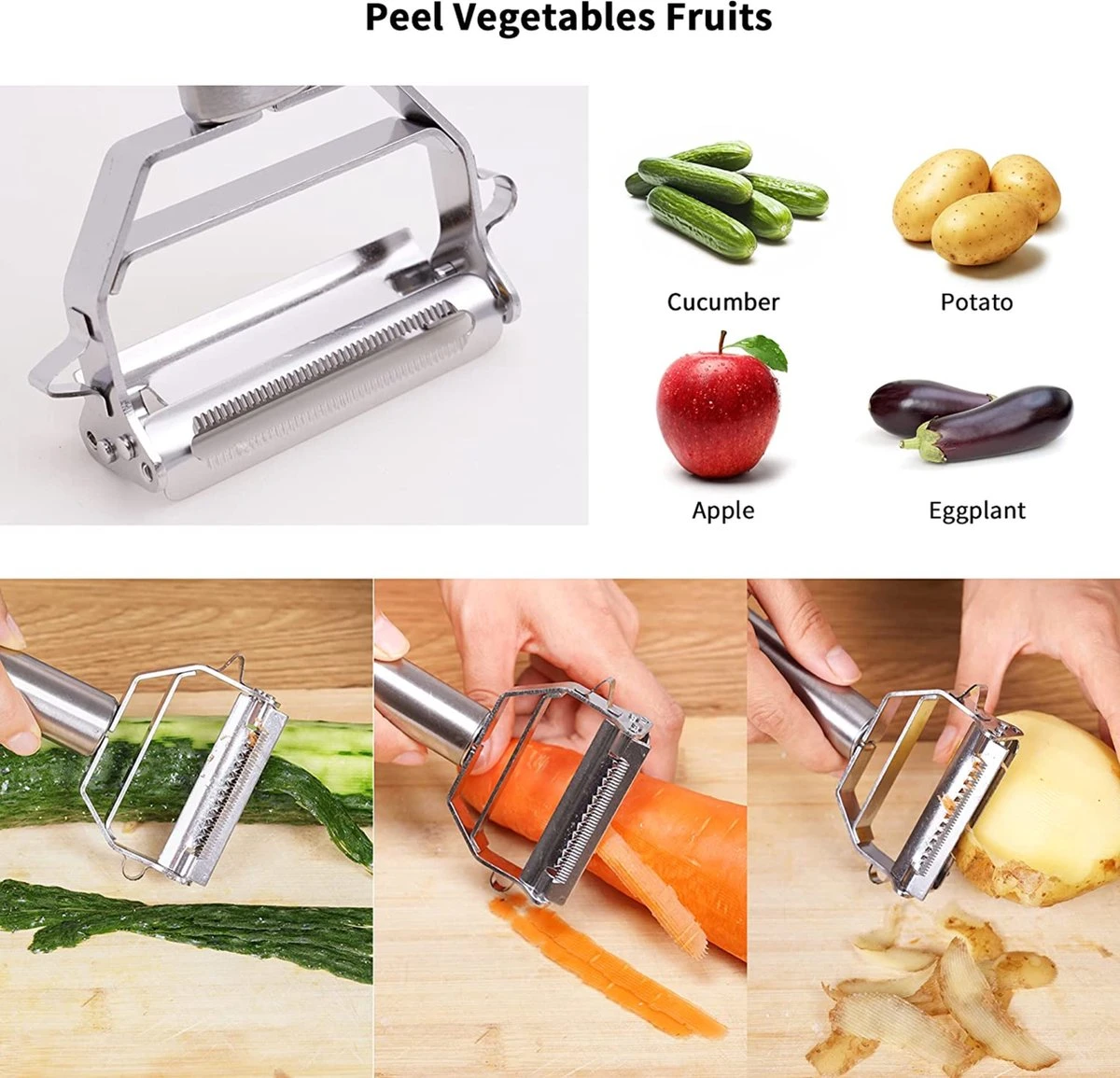 Merkloos Dunschiller - Julienne & Groenteschiller - Groentesnijder - Uiensnijder - Spiraalsnijder - Sliertensnijder - Multifunctionele 5 Merkloos Dunschiller - Julienne & Groenteschiller - Groentesnijder - Uiensnijder - Spiraalsnijder - Sliertensnijder - Multifunctionele - Afbeelding 5