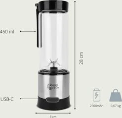 Blend & Co Mini Blender To Go - Draadloze En Draagbaar - Krachtige Smoothie Maker - 450 ML - Ice Crush Functie -Merkloos Winkel 1200x1155 37