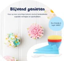 Perow Taarten Bak Set - Luxe XXL 237 Delig Set - Bakset Kinderen - Decoratie Set - Taarten En Cake Versieringen - Draaibaar Plateau - Herbruikbare Spuitzak - Cupcake Vormpjes -Merkloos Winkel 1200x1156 12