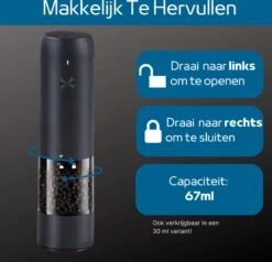 GOV Elektrische Peper- En Zoutmolen Zwart XL Set Oplaadbaar - Pepermolen - Peper En Zoutstel -Merkloos Winkel 1200x1156 3
