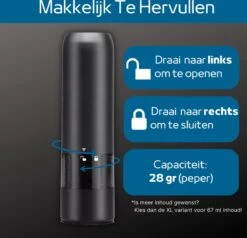 GOV Elektrische Peper- En Zoutmolen Set Zwart Oplaadbaar - Pepermolen - Kruidenmolen 8 GOV Elektrische Peper- En Zoutmolen Set Zwart Oplaadbaar - Pepermolen - Kruidenmolen -Merkloos Winkel 1200x1156 4