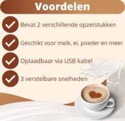 Premium Melkopschuimer Earkings - Melkschuimer Oplaadbaar Met Meegeleverde USB Kabel - Inclusief 2 Opzetstukken - Melkopschuimer Elektrisch Wit -Merkloos Winkel 1200x1158 21