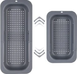 Waterval Gootsteenzeef Uitschuifbaar Vergiet Keuken – Wassen Groente En Fruit – Afgieten Pasta Hulpmiddel - Donkergrijs